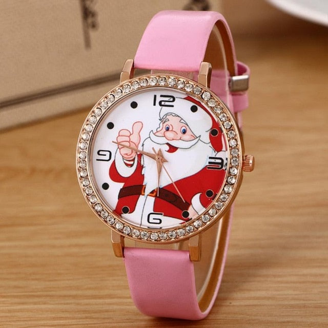 Luxury Brand Fashion Casual Ladies Watch Quartz Clock New Christmas Old man Pattern Leather Band Analog Quartz Vogue Watch B50