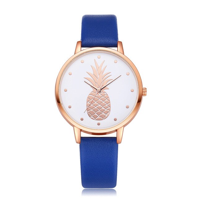 Fashion 2019 Womens Men Pineapple Faux Leather Analog Quartz Watch Women's quartz watch zegarek damski reloj mujer Q