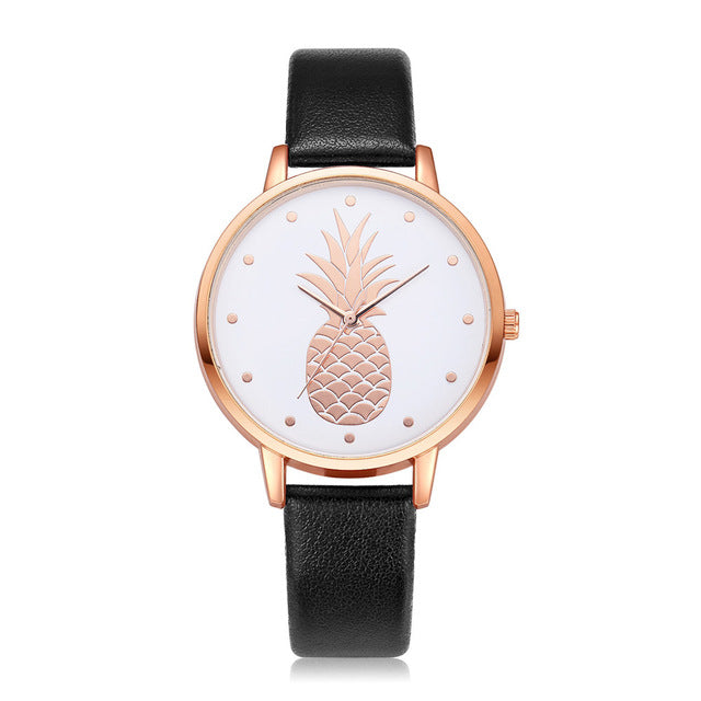 Fashion 2019 Womens Men Pineapple Faux Leather Analog Quartz Watch Women's quartz watch zegarek damski reloj mujer Q