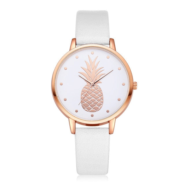 Fashion 2019 Womens Men Pineapple Faux Leather Analog Quartz Watch Women's quartz watch zegarek damski reloj mujer Q