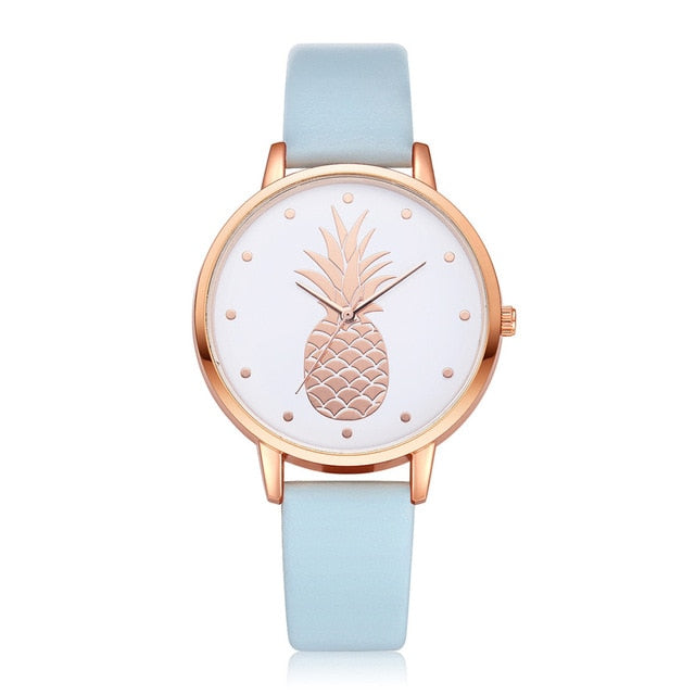 Fashion 2019 Womens Men Pineapple Faux Leather Analog Quartz Watch Women's quartz watch zegarek damski reloj mujer Q