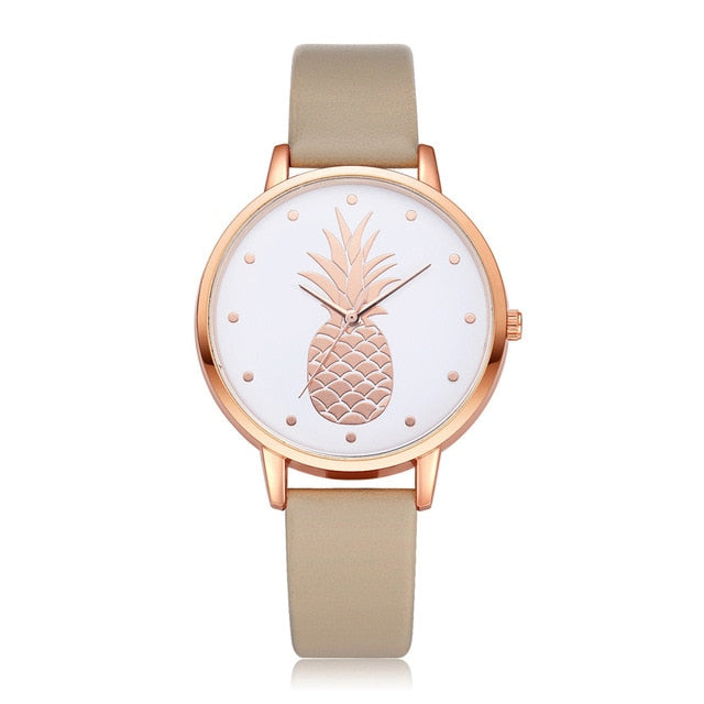 Fashion 2019 Womens Men Pineapple Faux Leather Analog Quartz Watch Women's quartz watch zegarek damski reloj mujer Q