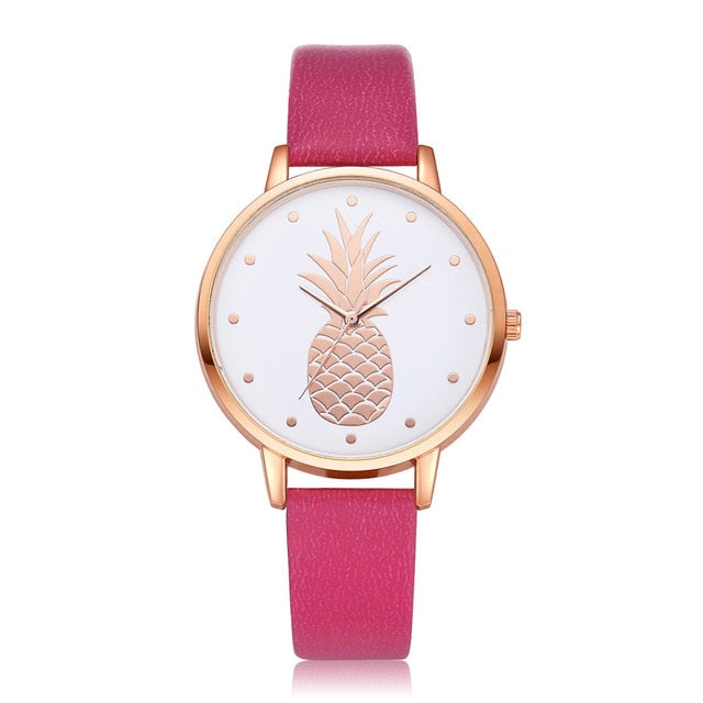 Fashion 2019 Womens Men Pineapple Faux Leather Analog Quartz Watch Women's quartz watch zegarek damski reloj mujer Q