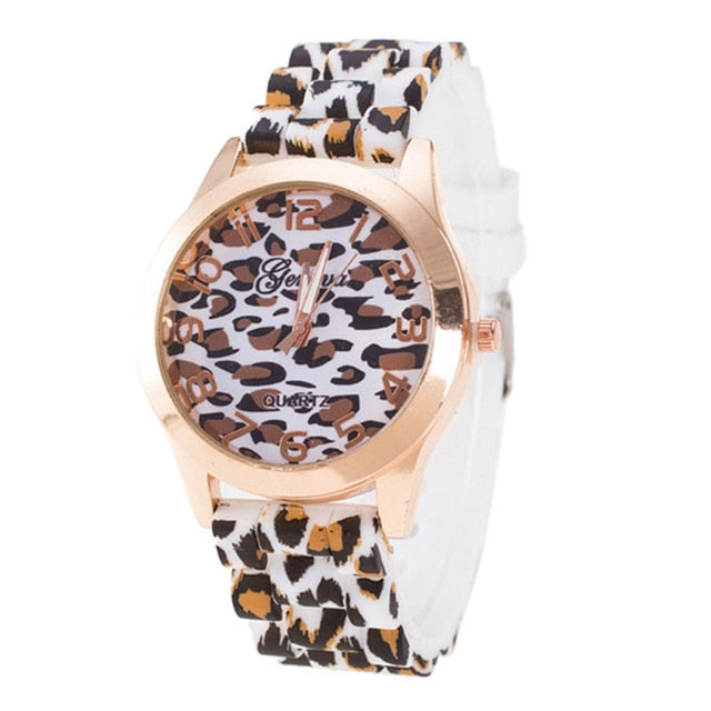 Fashion Unisex Geneva Women Watch Leopard Printing Dial Strap Silicone Jelly Gel Ladies Quartz Wrist Watch Gift Clock Relogio #W