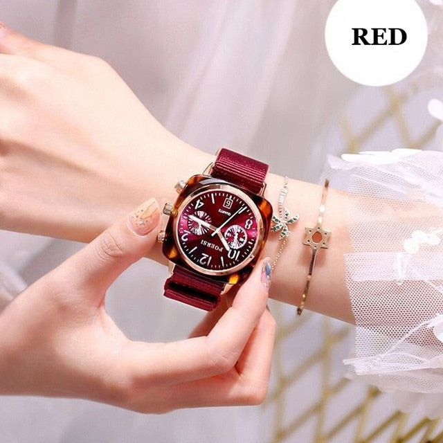 Square Women Watch Fashion Canvas Strap Rose Gold Waterproof Ladies Sport Wrist Watch For Montre Femme 2019 Relogio Feminino