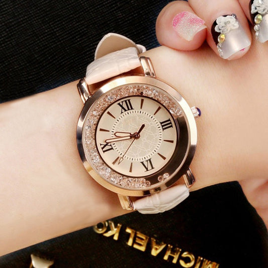 New ladies watch Rhinestone Leather Bracelet Wristwatch Women Fashion Clock Lady Alloy Analog Quartz relojes children watches