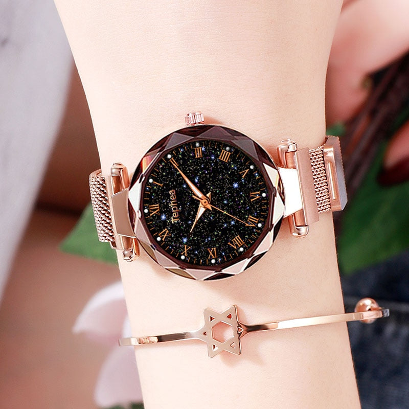 Starry Sky Ladies Dress Magnetic Watch Rose Gold Luxury Luminous Women Wrist Watches 2019 For Watch relogio feminino reloj mujer