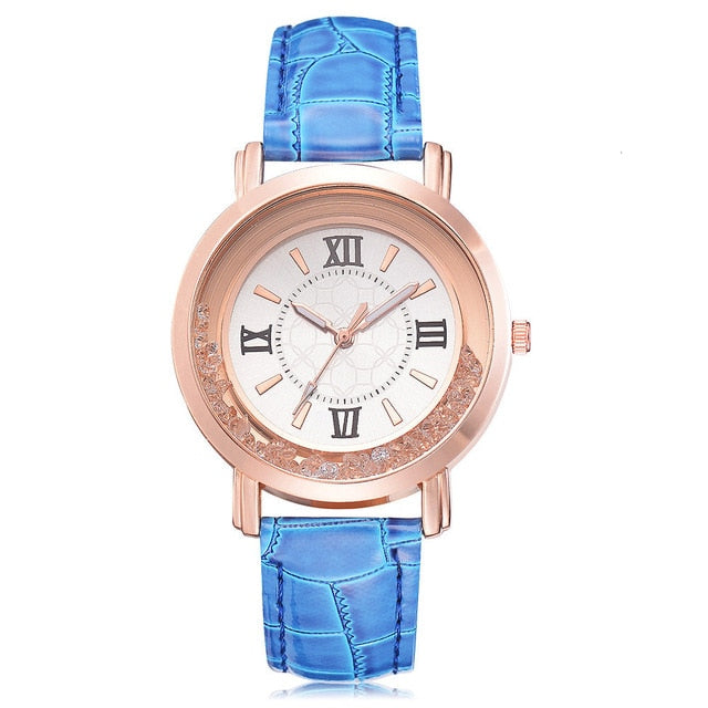 New ladies watch Rhinestone Leather Bracelet Wristwatch Women Fashion Clock Lady Alloy Analog Quartz relojes children watches