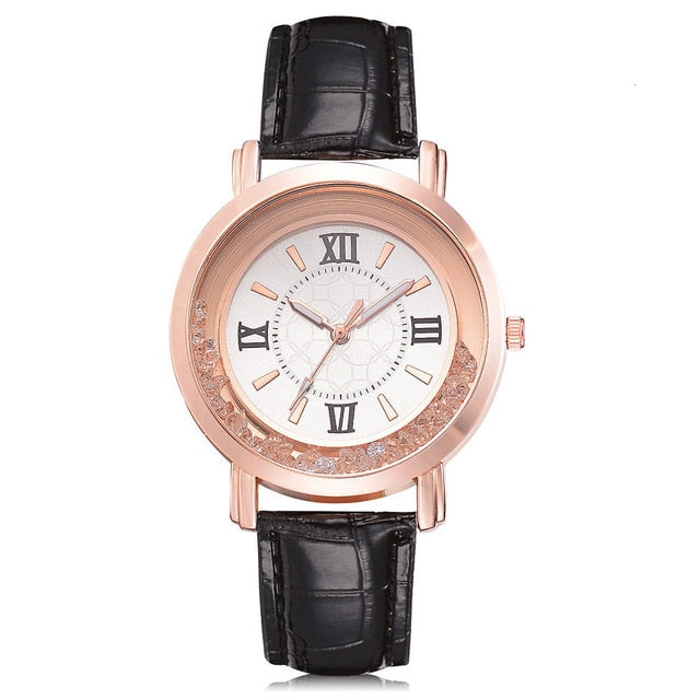 New ladies watch Rhinestone Leather Bracelet Wristwatch Women Fashion Clock Lady Alloy Analog Quartz relojes children watches
