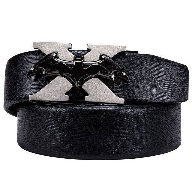 Gift Set Belt for Men Cowskin Genuine Leather Belt Black Alloy Automatic Slide Ratchet Buckles Waist Strap Adjustable Barry.Wang