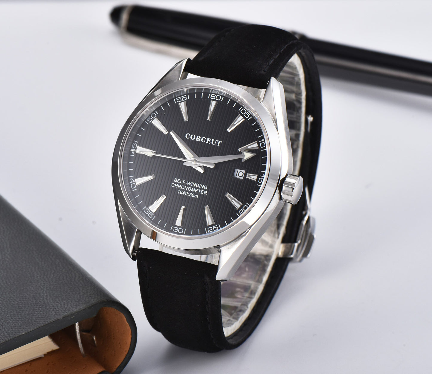 Fashion 41mm corgeut black dial sapphire glass sea-gull Automatic mens Watch