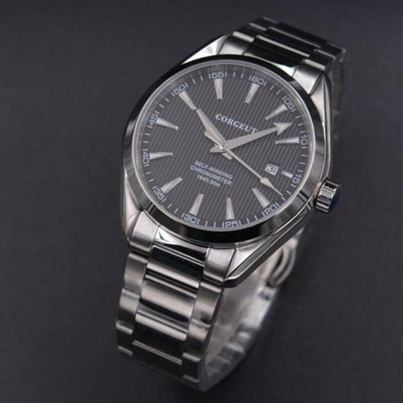 Fashion 41mm corgeut black dial sapphire glass sea-gull Automatic mens Watch