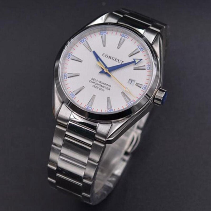 Fashion 41mm corgeut white dial sapphire glass sea-gull Automatic mens Watch