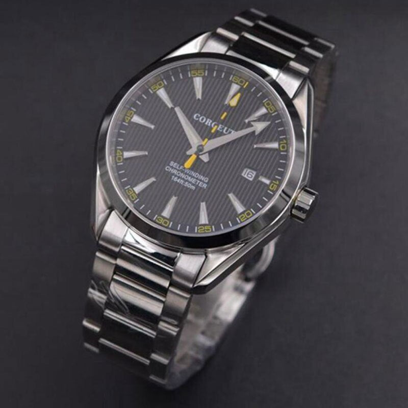 Fashion 41mm corgeut black dial sapphire glass sea-gull Automatic mens Watch