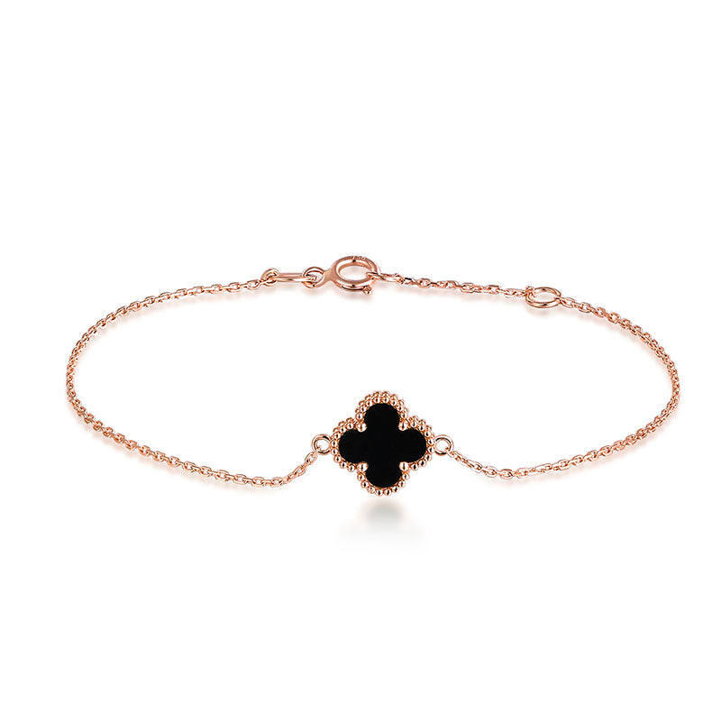 Hotsale Lucky 4-Leaf Clover Agate 18k True Real Solid Gold Bracelets Bangles Upscale Office Jewelry For Women Girl Fancy Gift