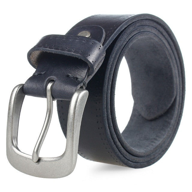 MEDYLA Italian Cow Leather Belt Vintage Cowboys Full Grain Genuine Leather Soft Coffee Luxury Designer Belts High Quality Strap