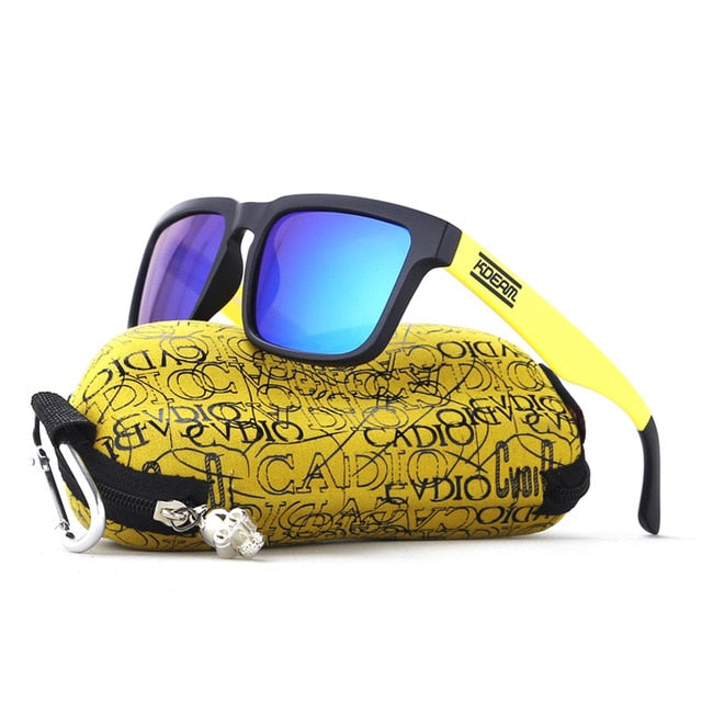 KDEAM Polarized Sunglasses Men Reflective Coating Square Sun Glasses Women Brand Designer UV400 With Original Case KD901P-C8