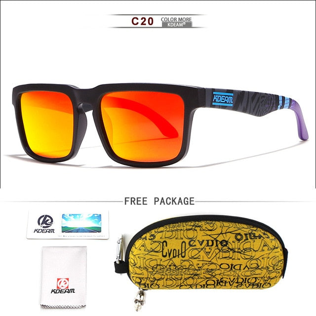 KDEAM Polarized Sunglasses Men Reflective Coating Square Sun Glasses Women Brand Designer UV400 With Original Case KD901P-C8