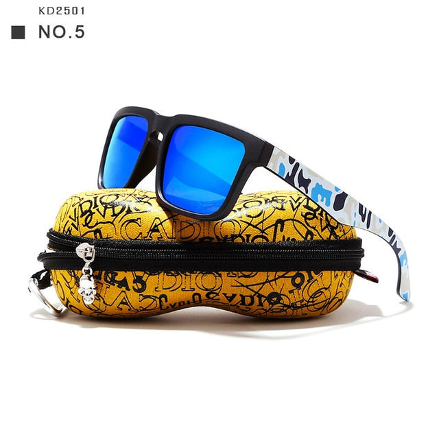 KDEAM Polarized Sunglasses Men Reflective Coating Square Sun Glasses Women Brand Designer UV400 With Original Case KD901P-C8