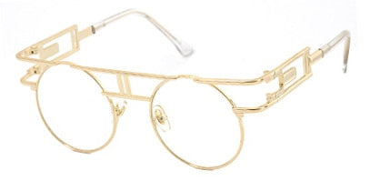 Peekaboo vintage gothic steampunk sunglasses men retro round metal frame yellow red circle sun glasses for women unisex uv400