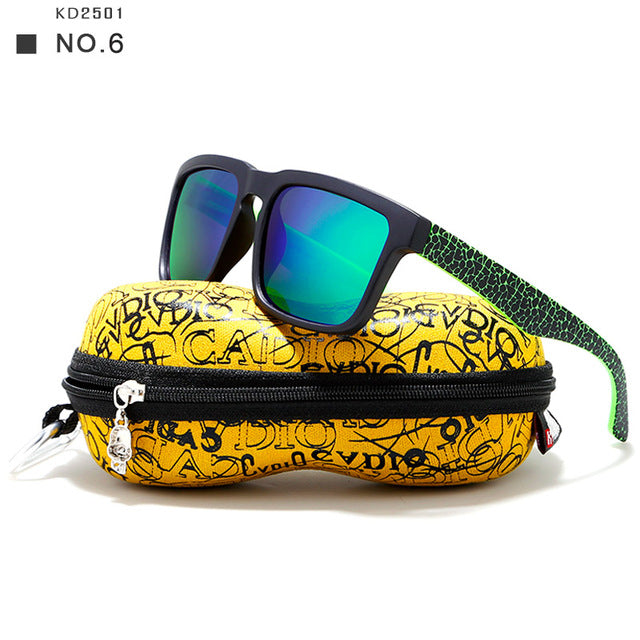 KDEAM Polarized Sunglasses Men Reflective Coating Square Sun Glasses Women Brand Designer UV400 With Original Case KD901P-C8