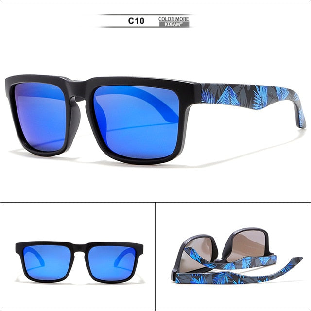 KDEAM Polarized Sunglasses Men Reflective Coating Square Sun Glasses Women Brand Designer UV400 With Original Case KD901P-C8