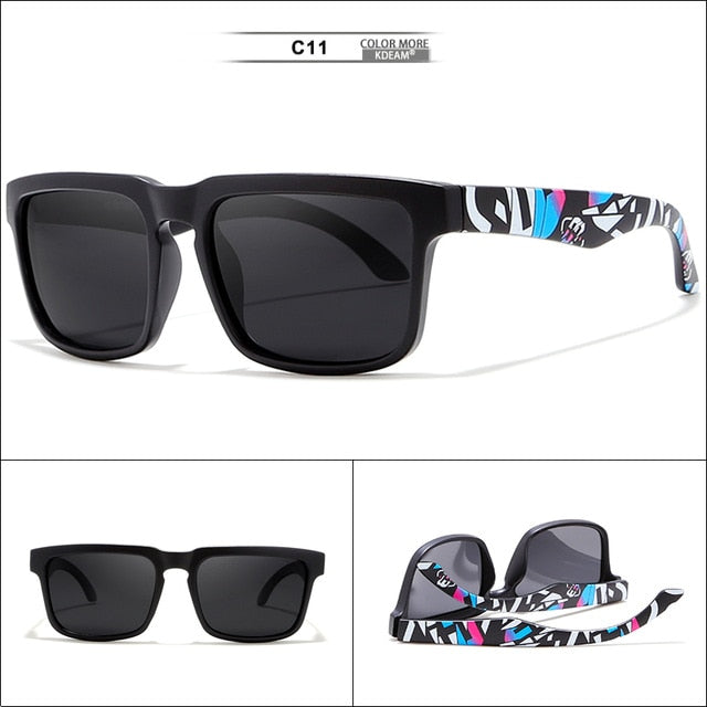 KDEAM Polarized Sunglasses Men Reflective Coating Square Sun Glasses Women Brand Designer UV400 With Original Case KD901P-C8