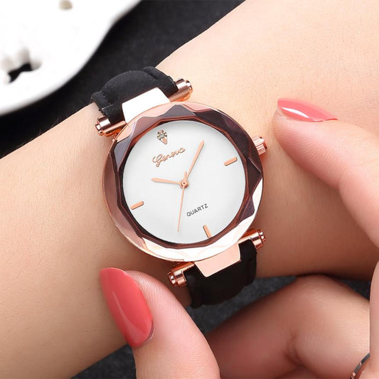 Fashion Golden Exquisite Ladies Watch Women Leather Ladies Wrist Watches Clock Saat Relogio Feminino bayan kol saati Gift #C