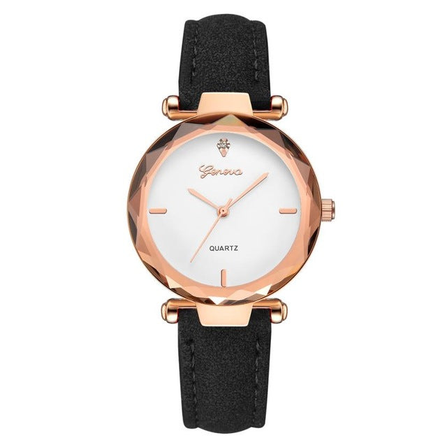Fashion Golden Exquisite Ladies Watch Women Leather Ladies Wrist Watches Clock Saat Relogio Feminino bayan kol saati Gift #C