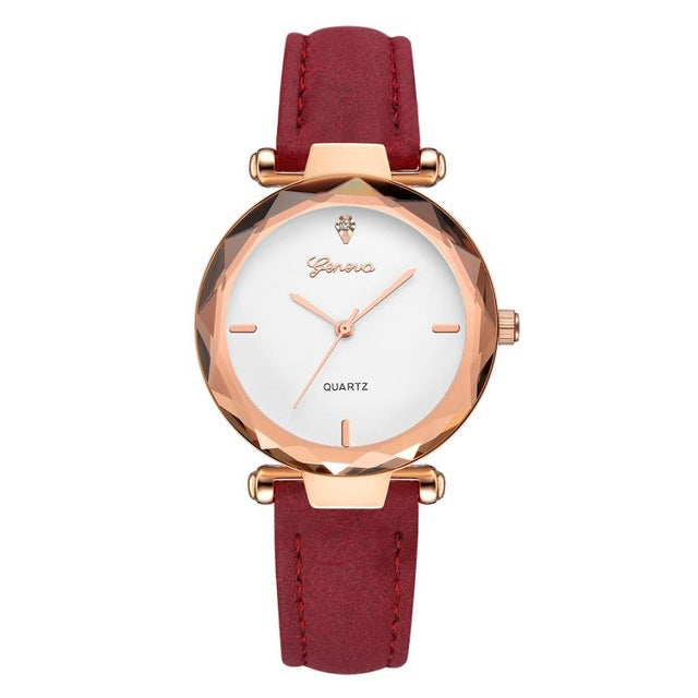 Fashion Golden Exquisite Ladies Watch Women Leather Ladies Wrist Watches Clock Saat Relogio Feminino bayan kol saati Gift #C