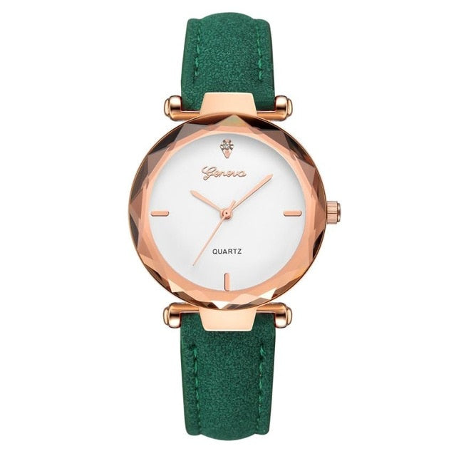 Fashion Golden Exquisite Ladies Watch Women Leather Ladies Wrist Watches Clock Saat Relogio Feminino bayan kol saati Gift #C