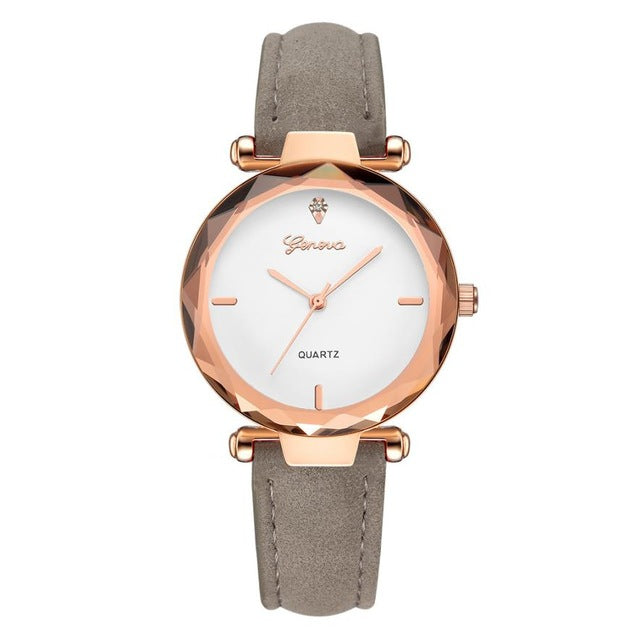 Fashion Golden Exquisite Ladies Watch Women Leather Ladies Wrist Watches Clock Saat Relogio Feminino bayan kol saati Gift #C