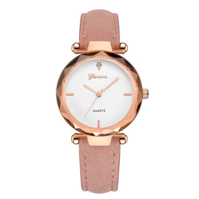 Fashion Golden Exquisite Ladies Watch Women Leather Ladies Wrist Watches Clock Saat Relogio Feminino bayan kol saati Gift #C