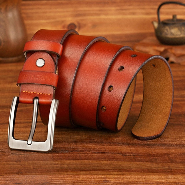 MEDYLA Dropship High Quality Genuine Leather Luxury Strap Male Belts For Men Jeans Casual Belt Pin Buckle Masculine Cummerbund