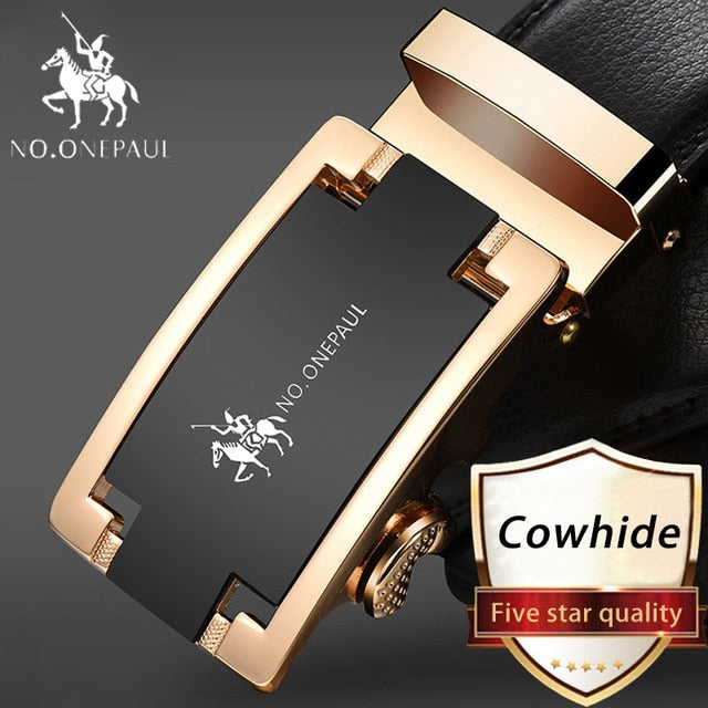 NO.ONEPAUL Luxury brand Male Genuine Leather Strap Belts For Men Top Quality Belt Automatic Buckle black Belts Cummerbunds