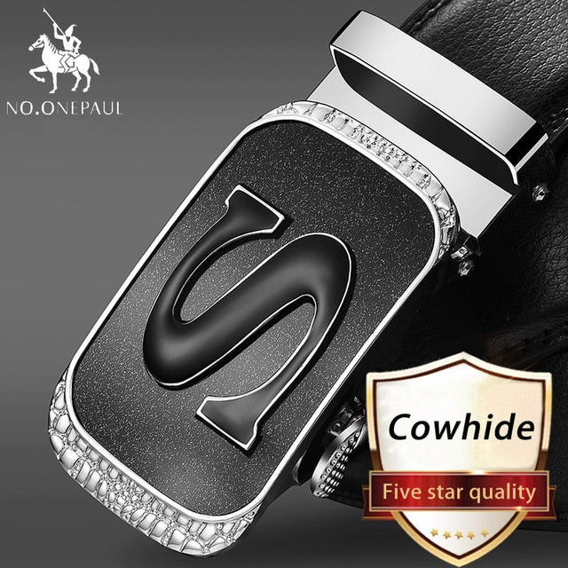 NO.ONEPAUL Luxury brand Male Genuine Leather Strap Belts For Men Top Quality Belt Automatic Buckle black Belts Cummerbunds