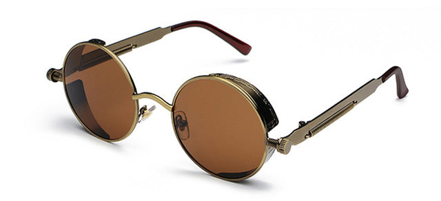 Peekaboo metal round steampunk sunglasses men women fashion summer 2019 pink blue yellow red round sun glasses for women unisex