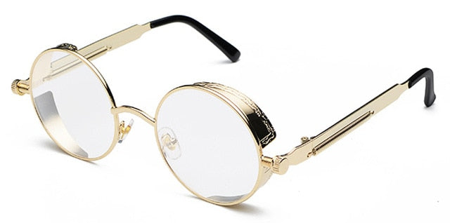 Peekaboo metal round steampunk sunglasses men women fashion summer 2019 pink blue yellow red round sun glasses for women unisex