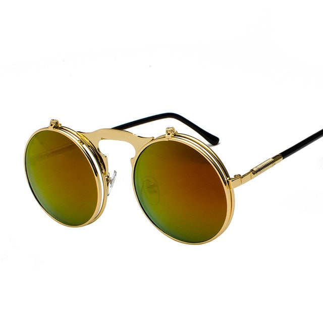 VINTAGE STEAMPUNK Sunglasses round Designer steam punk Metal OCULOS de sol women COATING SUNGLASSES Men Retro CIRCLE SUN GLASSES