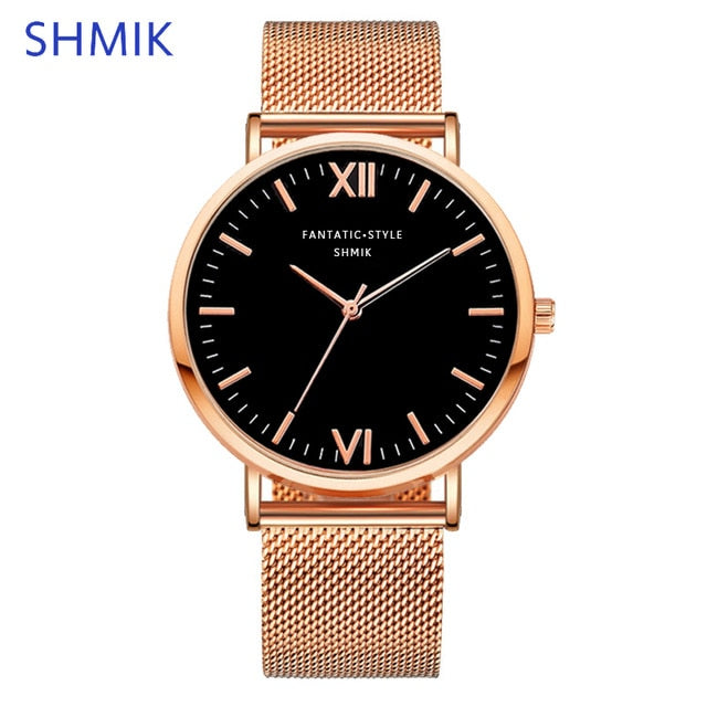 Simple Women FANTATIC STYLE Watches SHMIK Brand Luxury Stainless Steel Mesh Quartz Wristwatches Montre Femme Clock