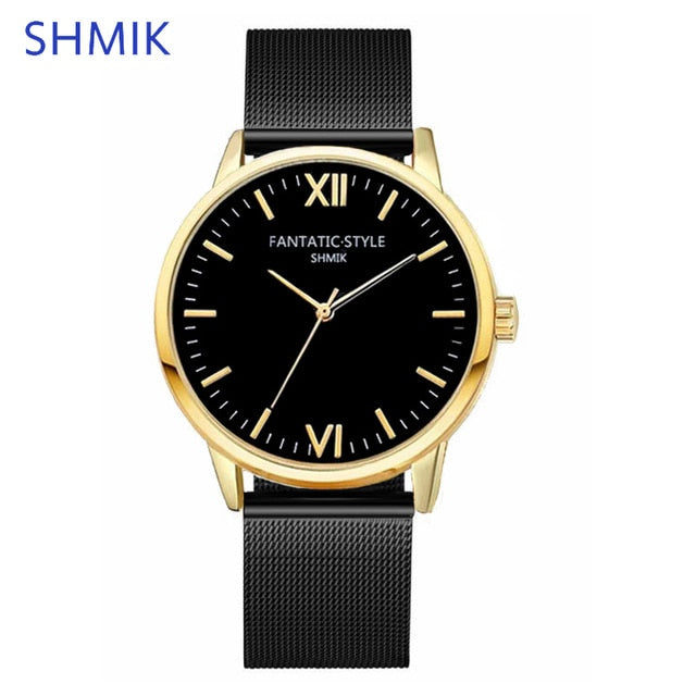 Simple Women FANTATIC STYLE Watches SHMIK Brand Luxury Stainless Steel Mesh Quartz Wristwatches Montre Femme Clock