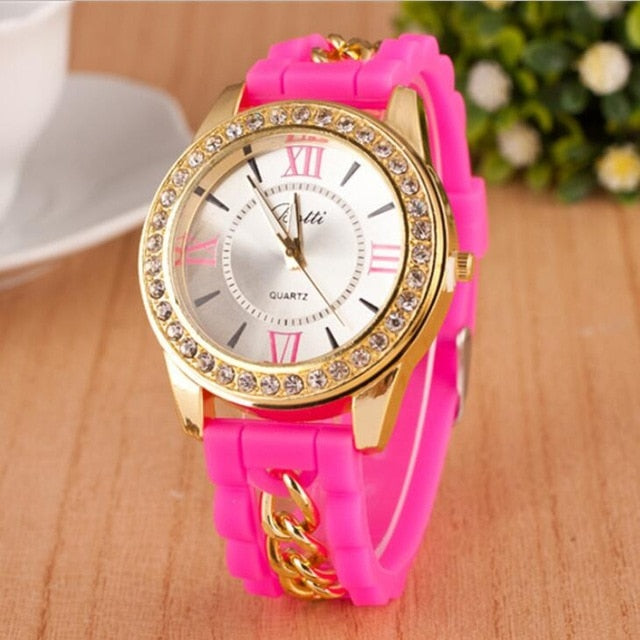 MINHIN Women Watch Brand Fashion Casual Quartz Watches Ladies Dress Sport Rhinestone Dial Relojes Mujer Chain Wristwatches