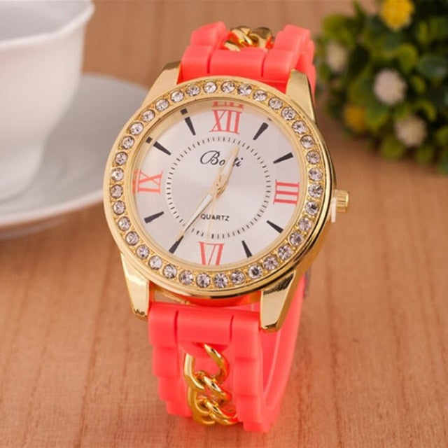 MINHIN Women Watch Brand Fashion Casual Quartz Watches Ladies Dress Sport Rhinestone Dial Relojes Mujer Chain Wristwatches