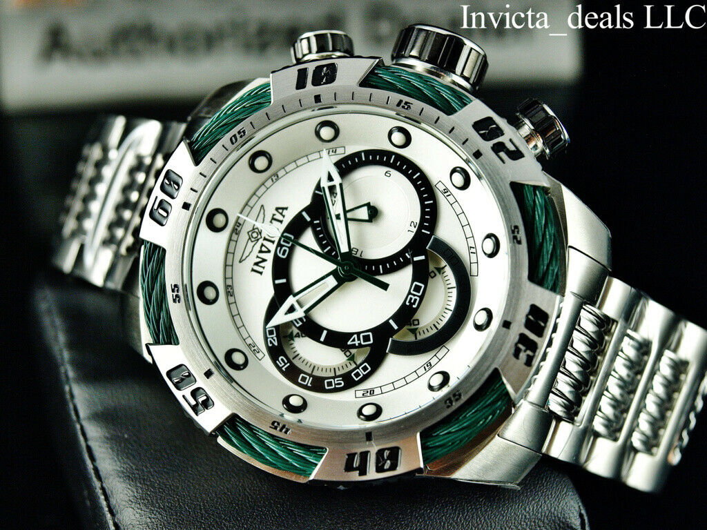 Invicta Men's 54mm Speedway BOLT HYBRID Viper Chronograph Silver Dial SS Watch