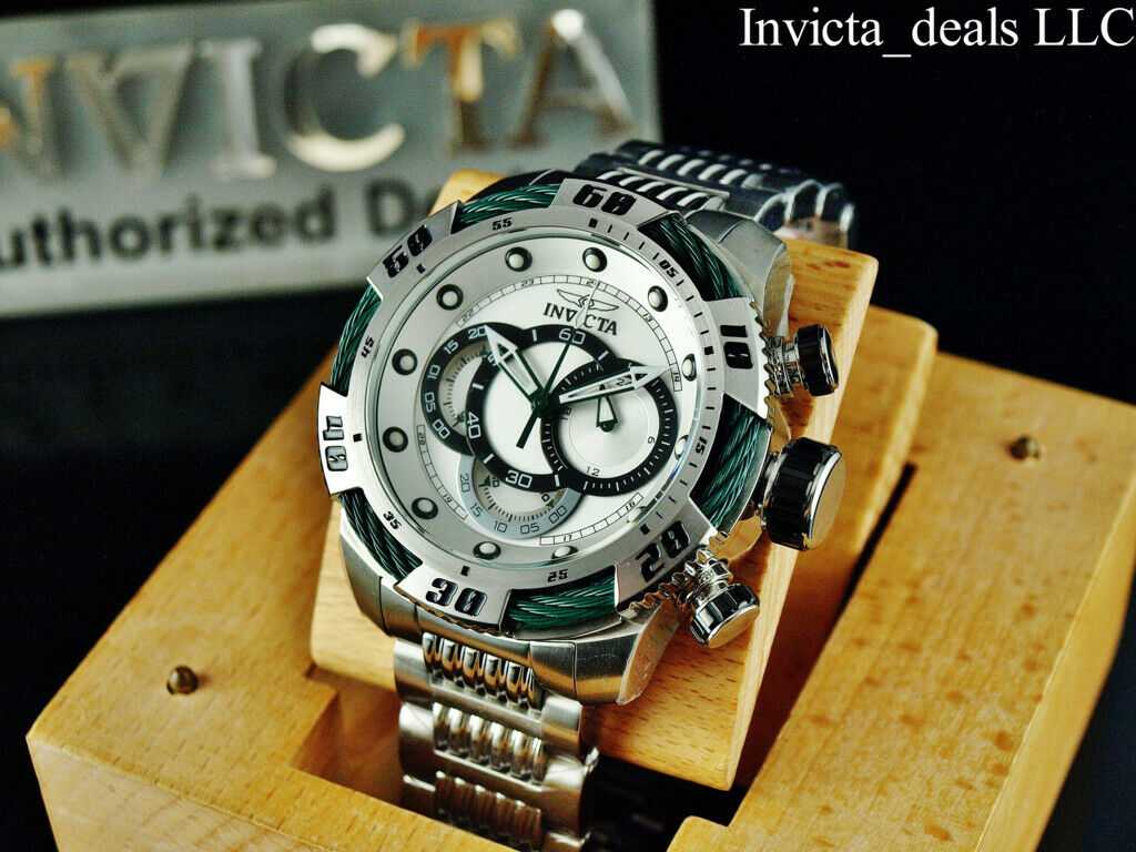 Invicta Men's 54mm Speedway BOLT HYBRID Viper Chronograph Silver Dial SS Watch
