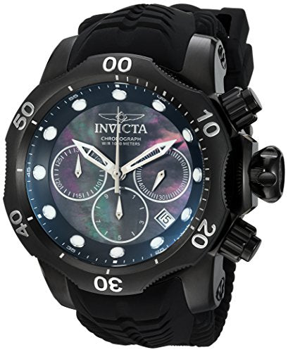 Invicta Men's Venom Stainless Steel Quartz Watch with Silicone Strap, Black, 31