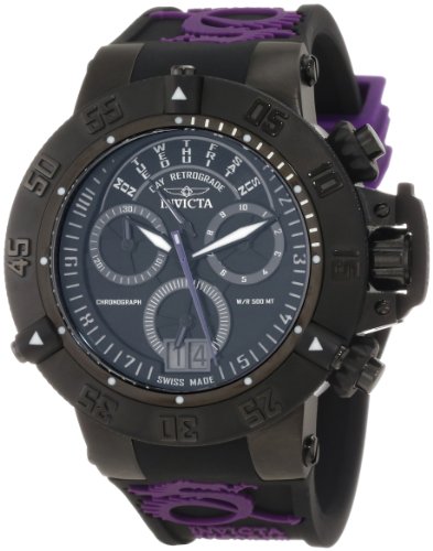 Invicta Men's 10190 Subaqua Noma III Chronograph Black Dial Black and Purple Silicone Watch: Invicta