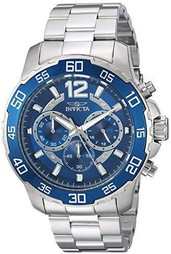 Invicta Men's Pro Diver Quartz Watch with Stainless-Steel Strap, Silver, 22