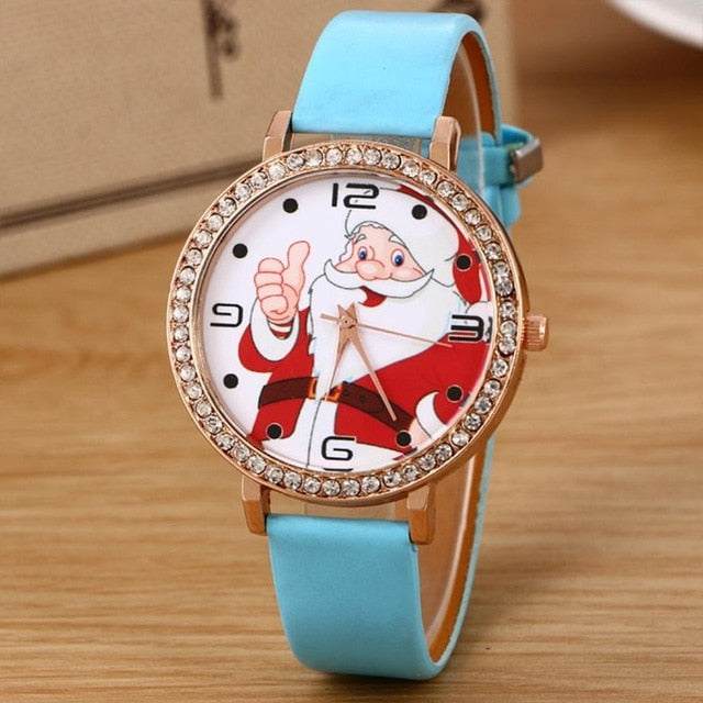 Luxury Brand Fashion Casual Ladies Watch Quartz Clock New Christmas Old man Pattern Leather Band Analog Quartz Vogue Watch B50