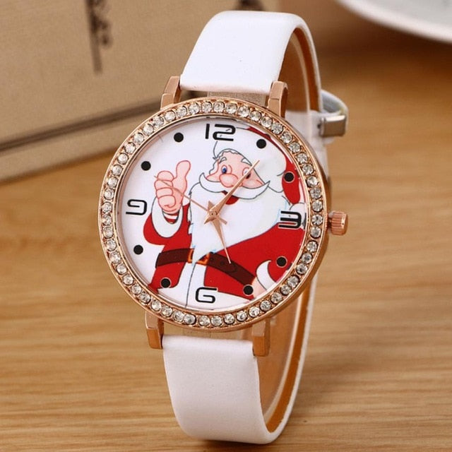 Luxury Brand Fashion Casual Ladies Watch Quartz Clock New Christmas Old man Pattern Leather Band Analog Quartz Vogue Watch B50